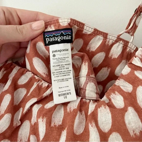 Patagonia Hemp Organic Cotton Print Tank Top in Terracotta and Off White… - Picture 2 of 3
